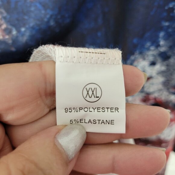 Fourth of July Womens Top XXL Plus Cold Shoulder Patriotic Blue Red A8E - Picture 8 of 8